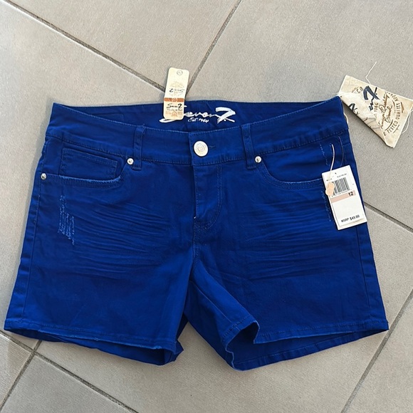 Seven7 Pants - Seven7 Electric Blue Jean Shorts Stretch Denim Mid-Length SZ 12